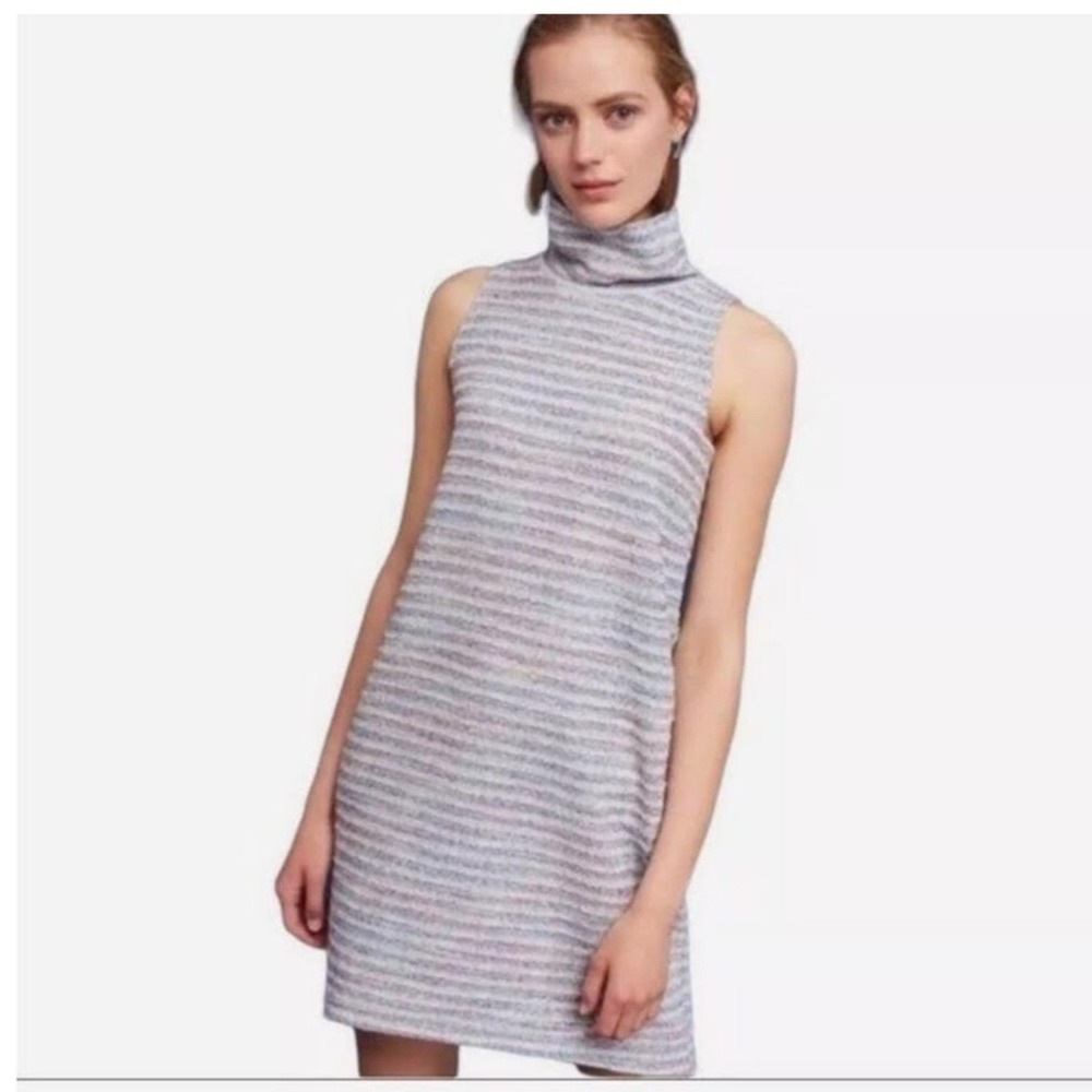 Akemi + Kin Anthropologie Womens Small Striped Turtleneck Sleeveless Shift Dress